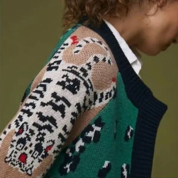 NWOT Anthropologie Starry Leopard Cardigan - Picture 6 of 16